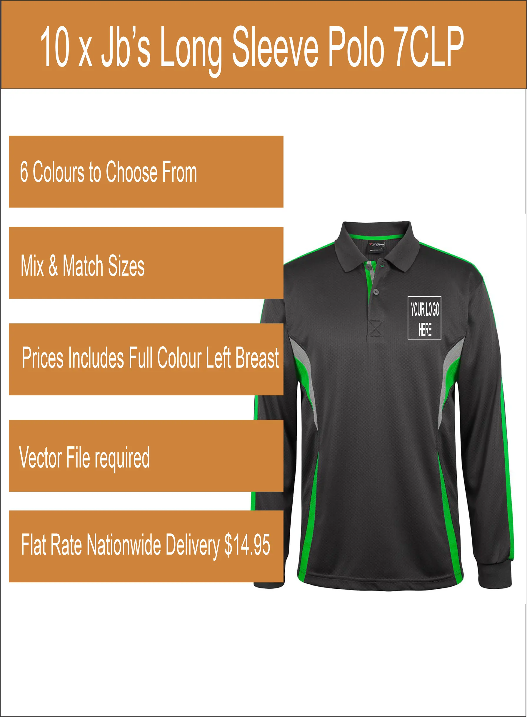 10 x Jb’s Printed Cool Polo 7CLP Printed Packs